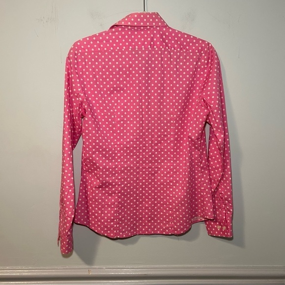 Lilly Pulitzer Pink & White Polka Dot Button Up Long Sleeve Blouse Size 6 - Picture 4 of 9